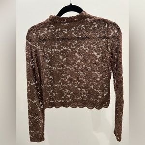 Brown scallop lace shirt